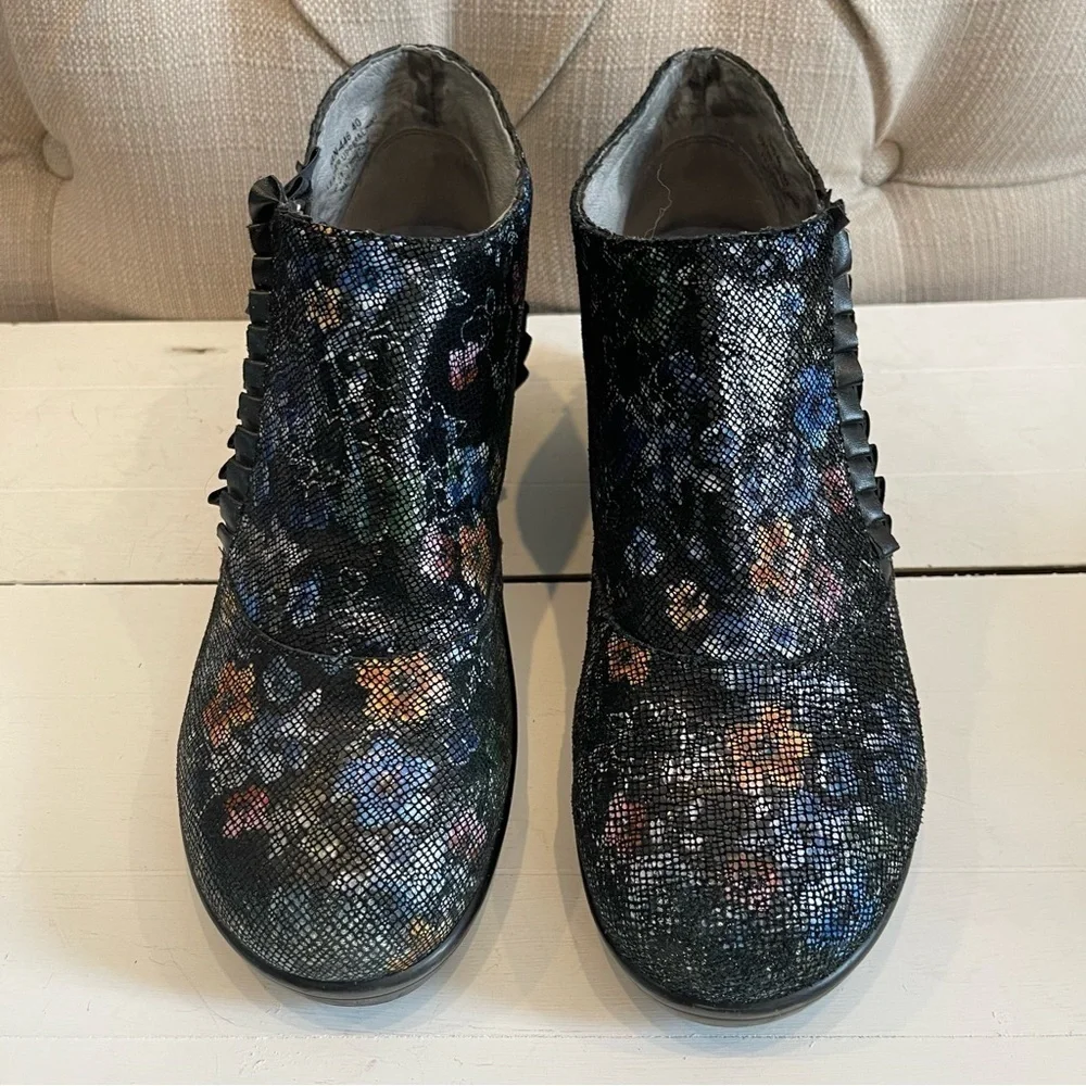 Alegria Womens Hannah Boots Size 9.5 US/ EUR 40 Ankle Zip Floral Shoes Altered